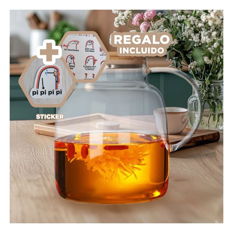RYBIU IMPORT - Jarra con Forma de Tetera de 1.8L Y+Regalo Stickers