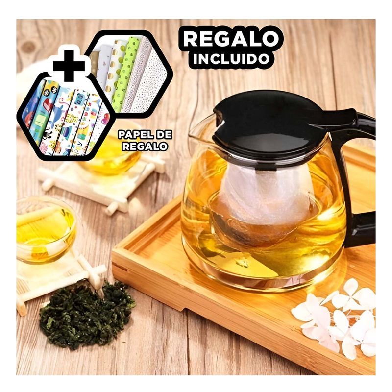 GENERICO - Tetera de Vidrio para Te de 1500ml Y+Papel de Regalo