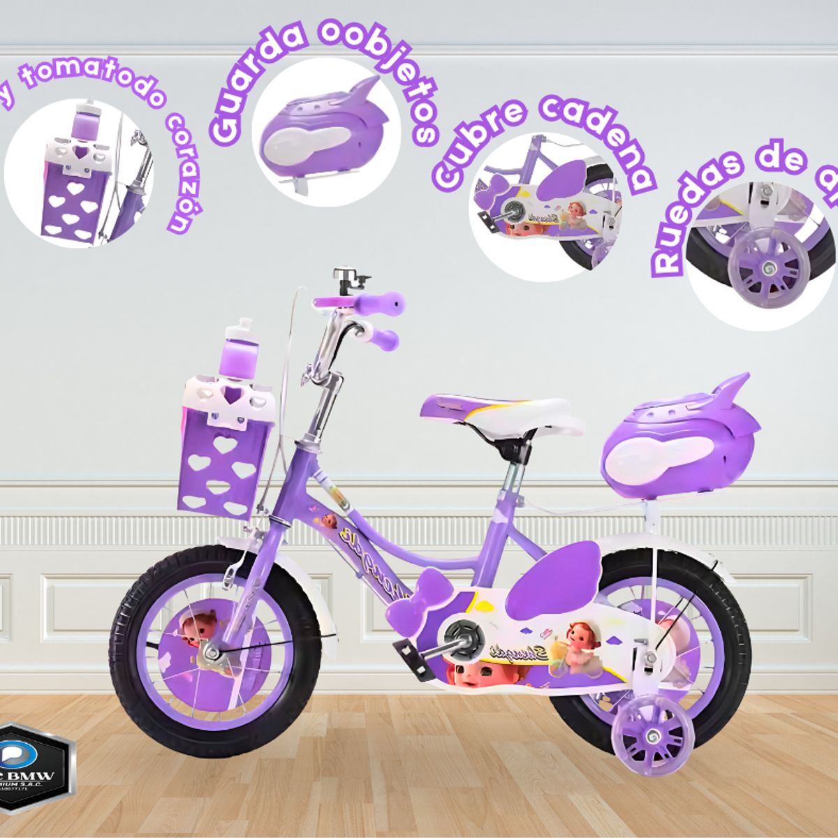 GENERICO - Bicicleta para niña ARO 16 MORADO