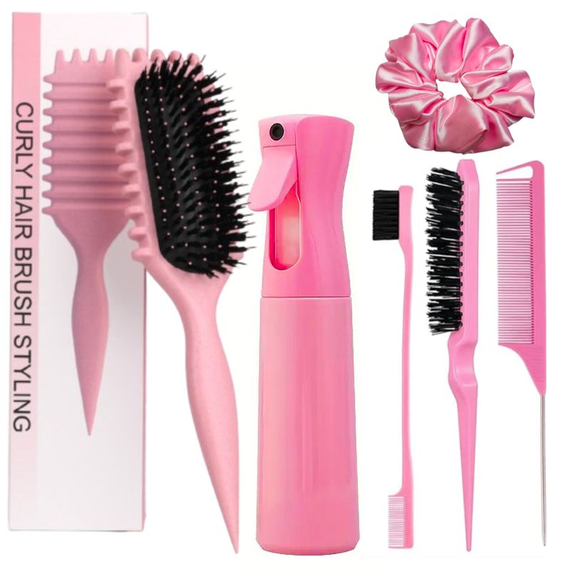 GENERICO - KIT DE PEINADO PARA EL CABELLO RIZADO X 6 COLOR ROSA