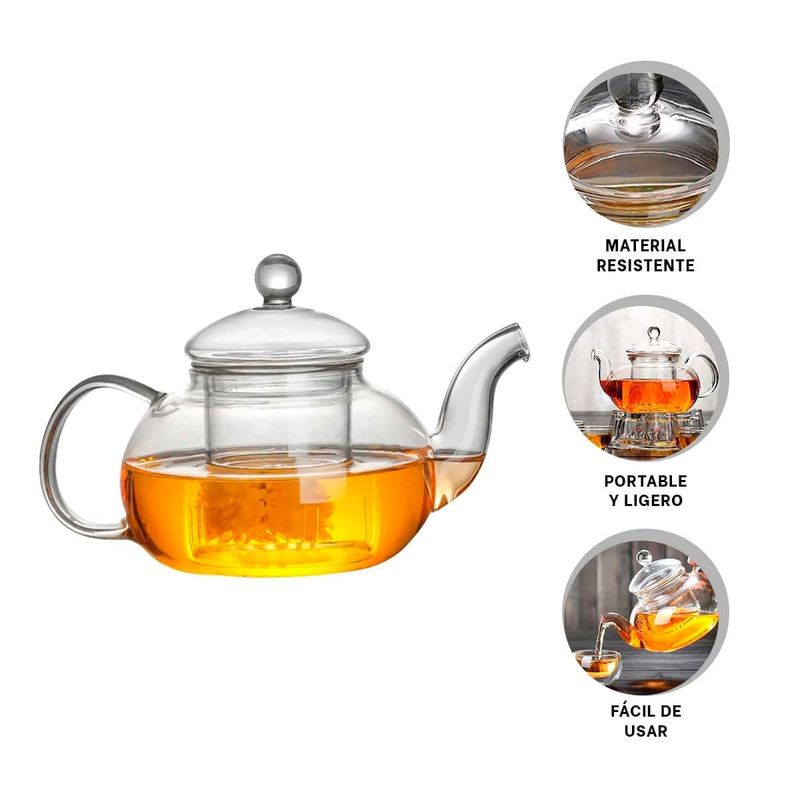 GENERICO - Pack2 Tetera con Filtro para Te 800ml Y+Banderitas Adhesivas