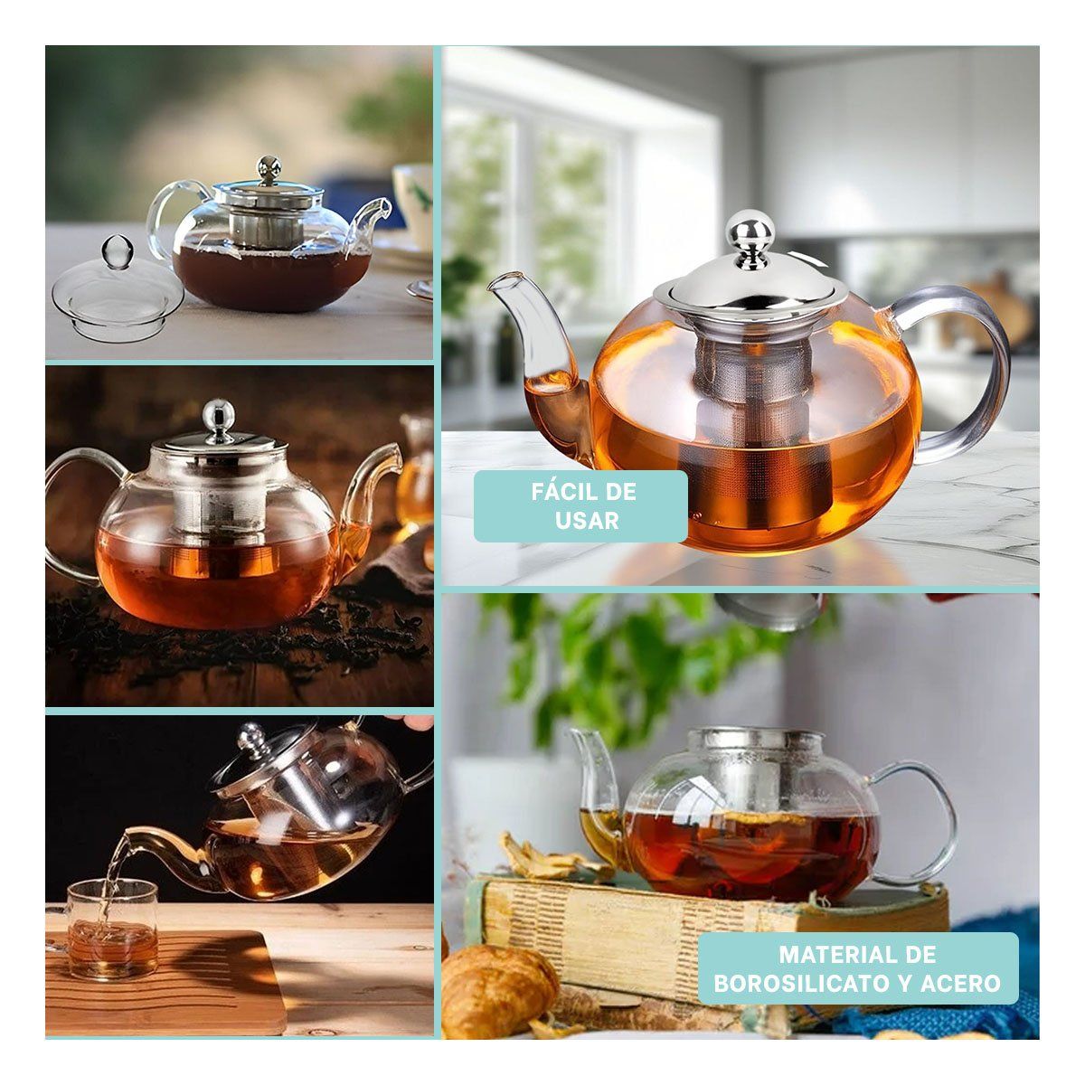 RYBIU IMPORT - Tetera de Infuison Circular de 900ml Tranparente