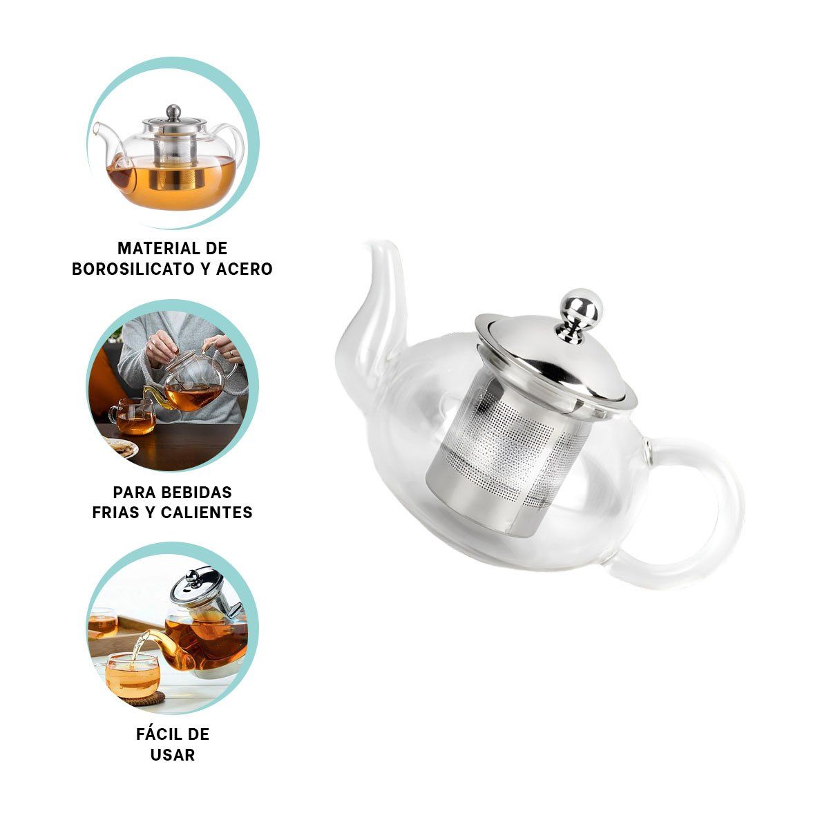 RYBIU IMPORT - Tetera de Infuison Circular de 900ml Tranparente