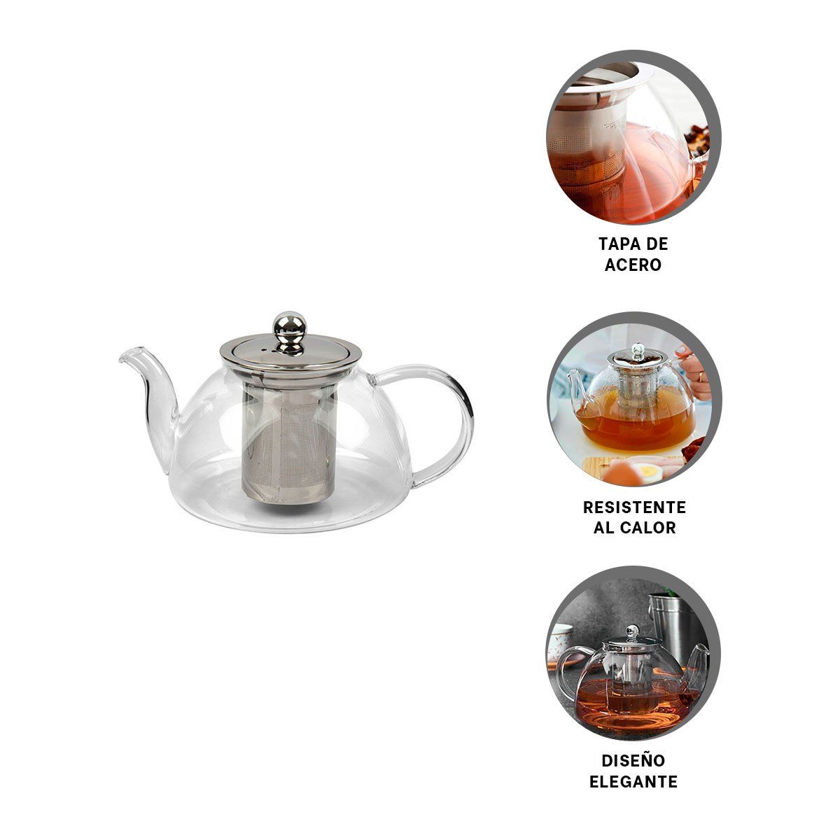 RYBIU IMPORT - Tetera de Infusion con Tapa de Acero 1000ml F062B