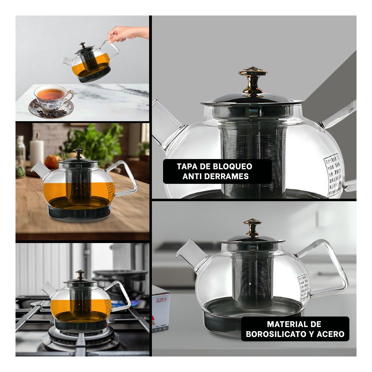 RYBIU IMPORT - Tetera Borosilicato de Infusion de 1000ml E262E Transparente