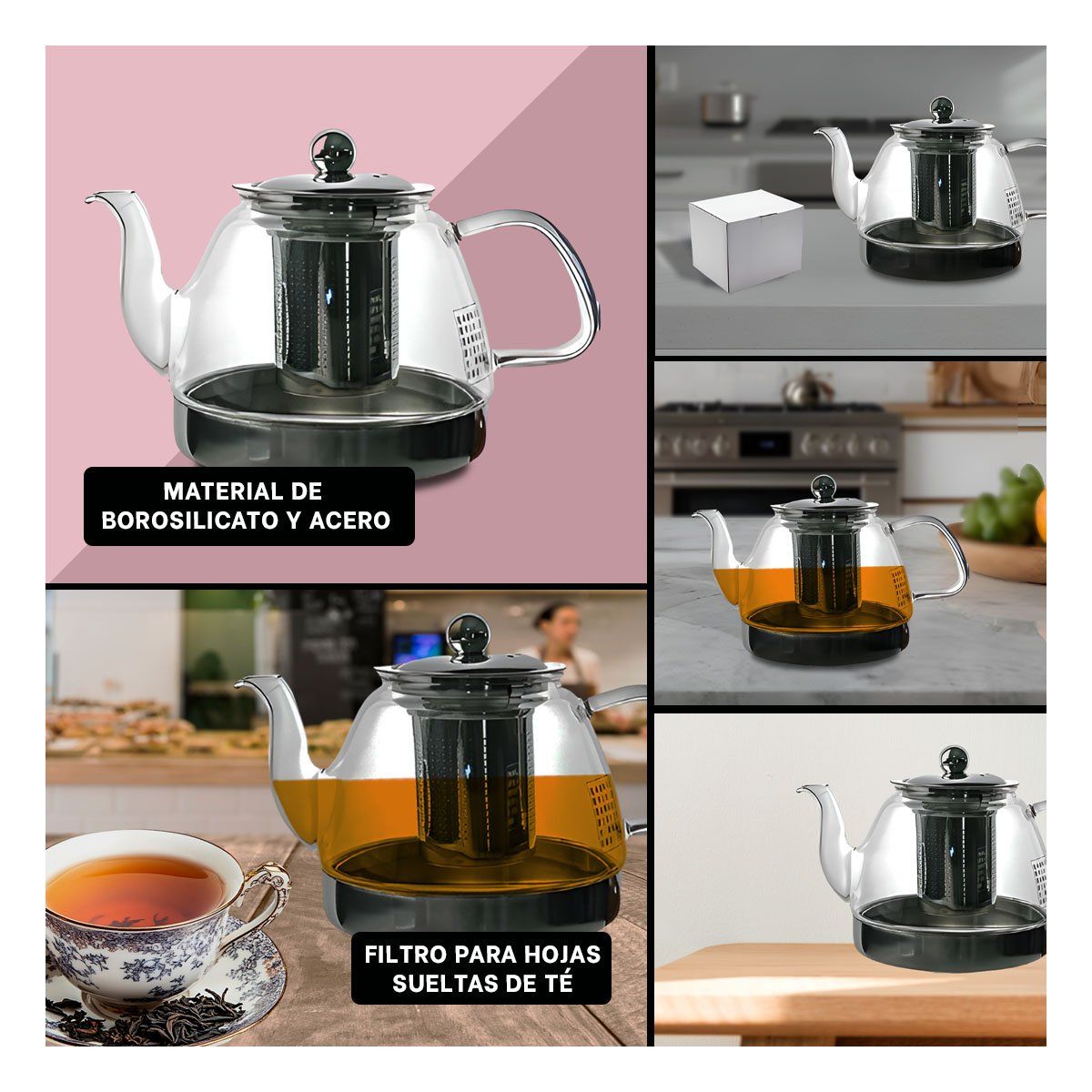 RYBIU IMPORT - Tetera Moderno de Infusion de 800ml E163 Transparente