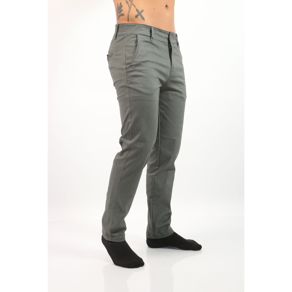 J JERAOUS - PANTALOM JERAOUS DRILL RECTO STRECH SMITH Verde Cemento