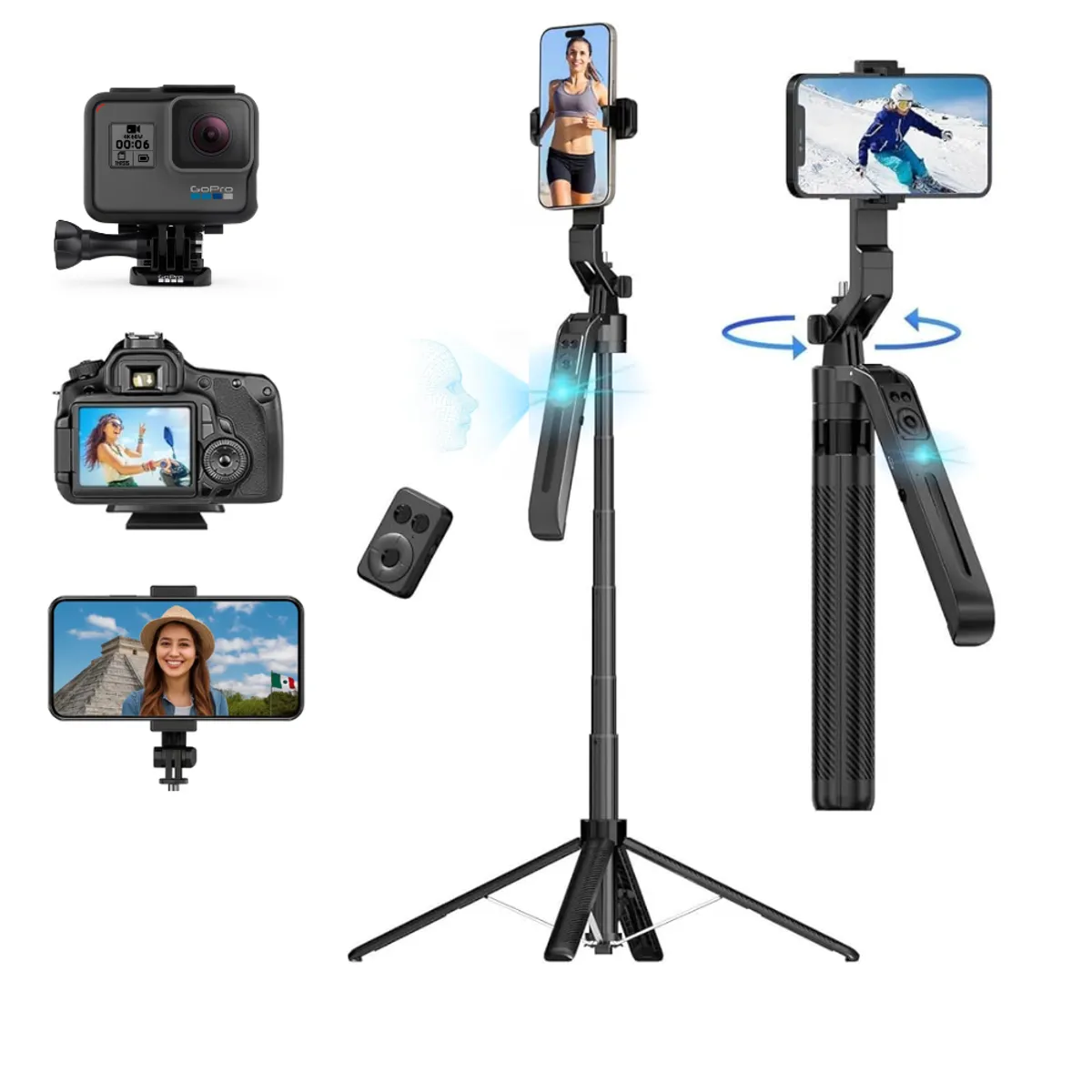 SEISA - Trípode Selfie Stick con Seguimiento Facial Inteligente 360° BAIHUO