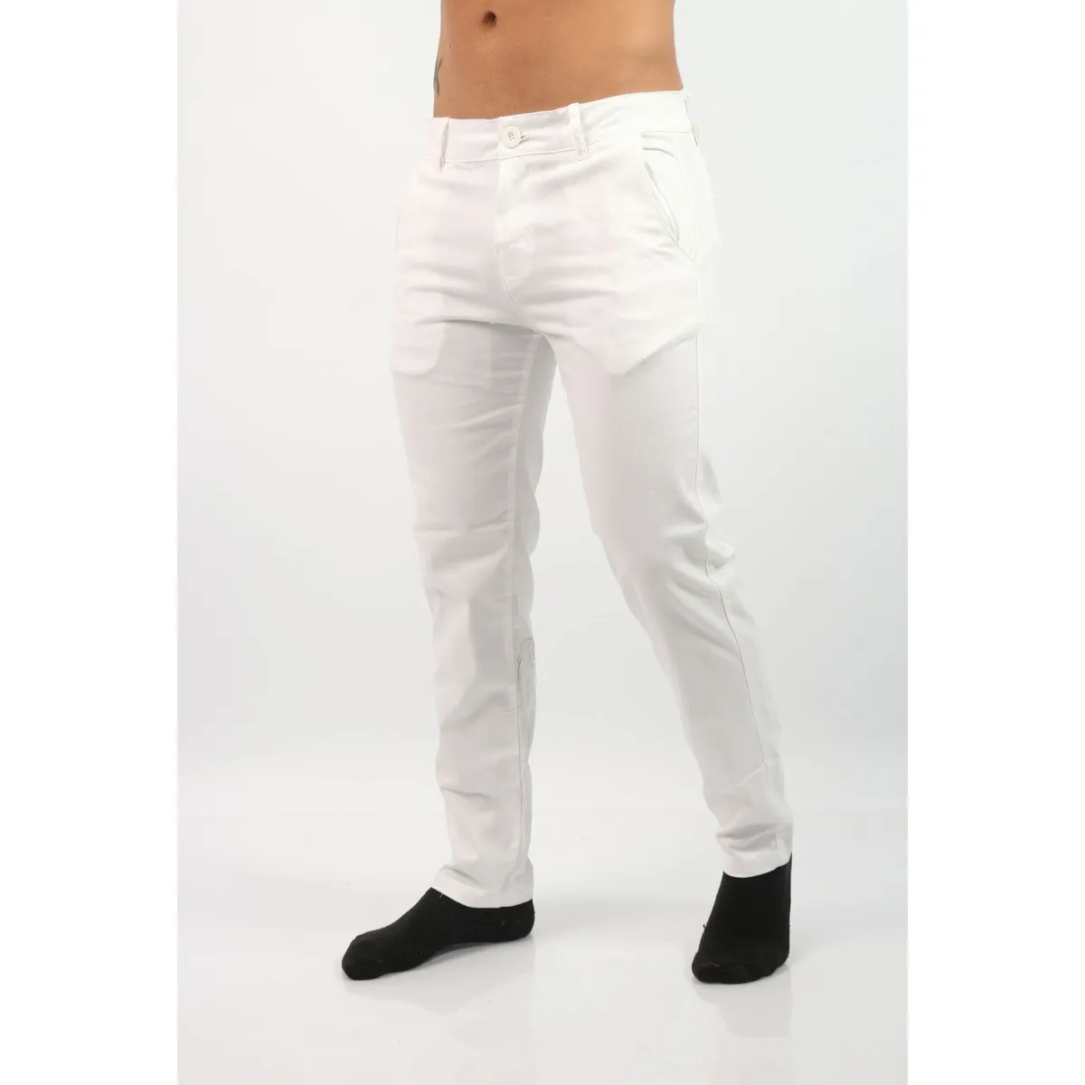 J JERAOUS - PANTALOM JERAOUS DRILL RECTO STRECH SMITH Blanco