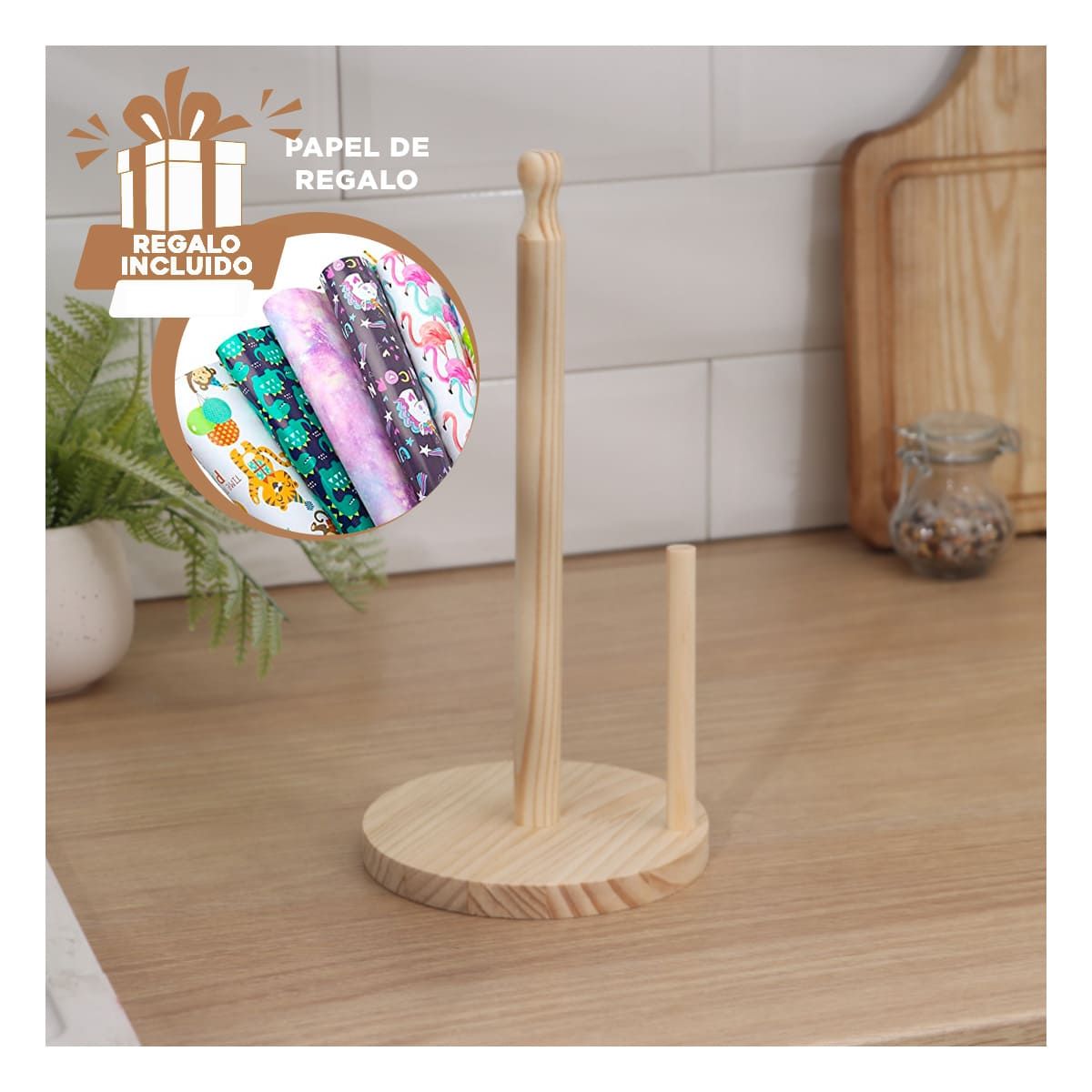 GENERICO - Porta Panos con Soporte Redondo de 2 Palos Y+Papel de Regalo