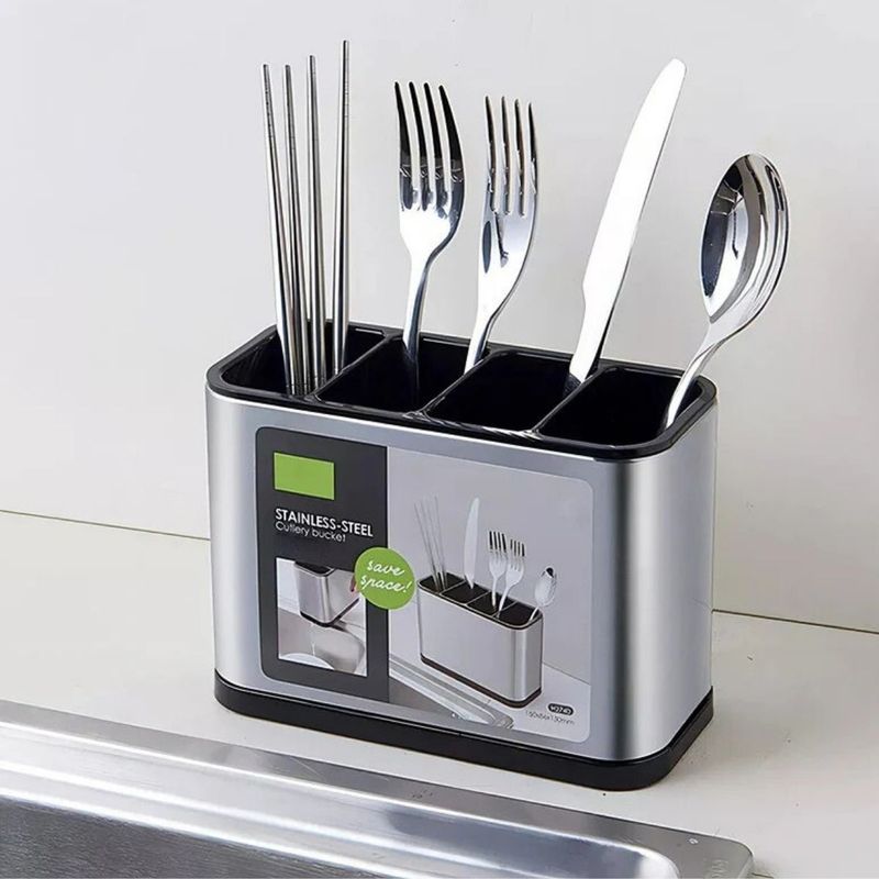 HOGARMAS - Organizador Escurridor de Cubiertos Porta Utensilios 3 Divisiones