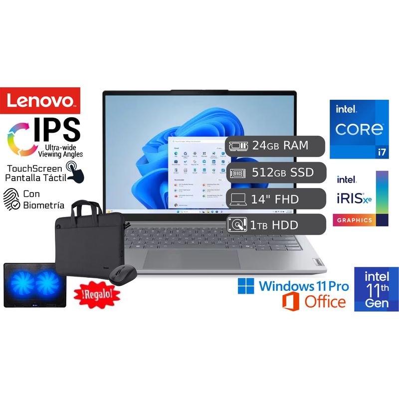 LENOVO - Laptop Lenovo ThinkBook 14 G2 ITL I7 11va 24GB 512GB 1TB HDD REACONDICIONADA 1 AÑO GARANTÍA + COOLER