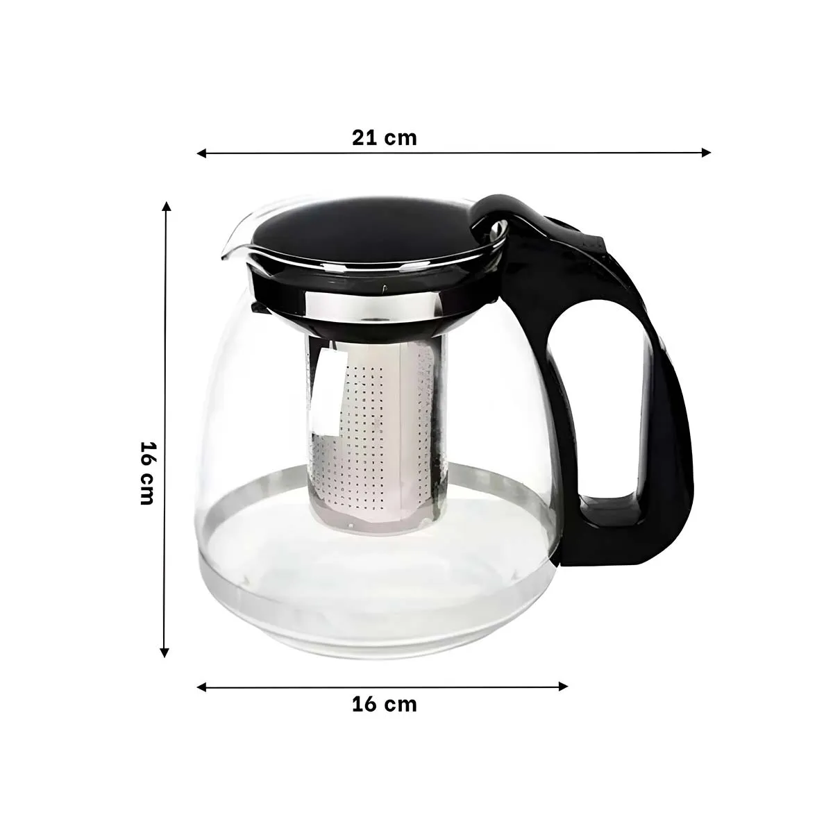 GENERICO - Pack2 Tetera Elegante de Vidrio con Filtro de Acero Negro 2L