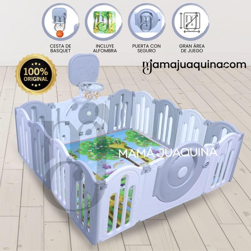 BABY - Corral Interactivo con Alfombra Plegable «DAYCAMP» Gray