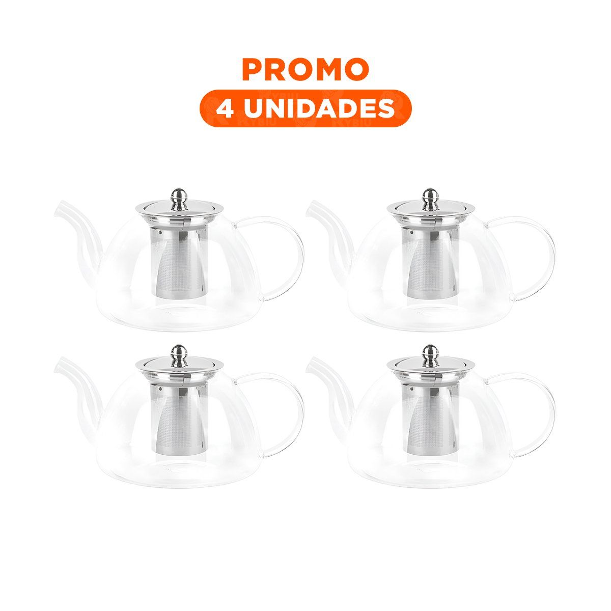GENERICO - Pack4 Infusor de Borosilicato de 1000ml F062B Transparente