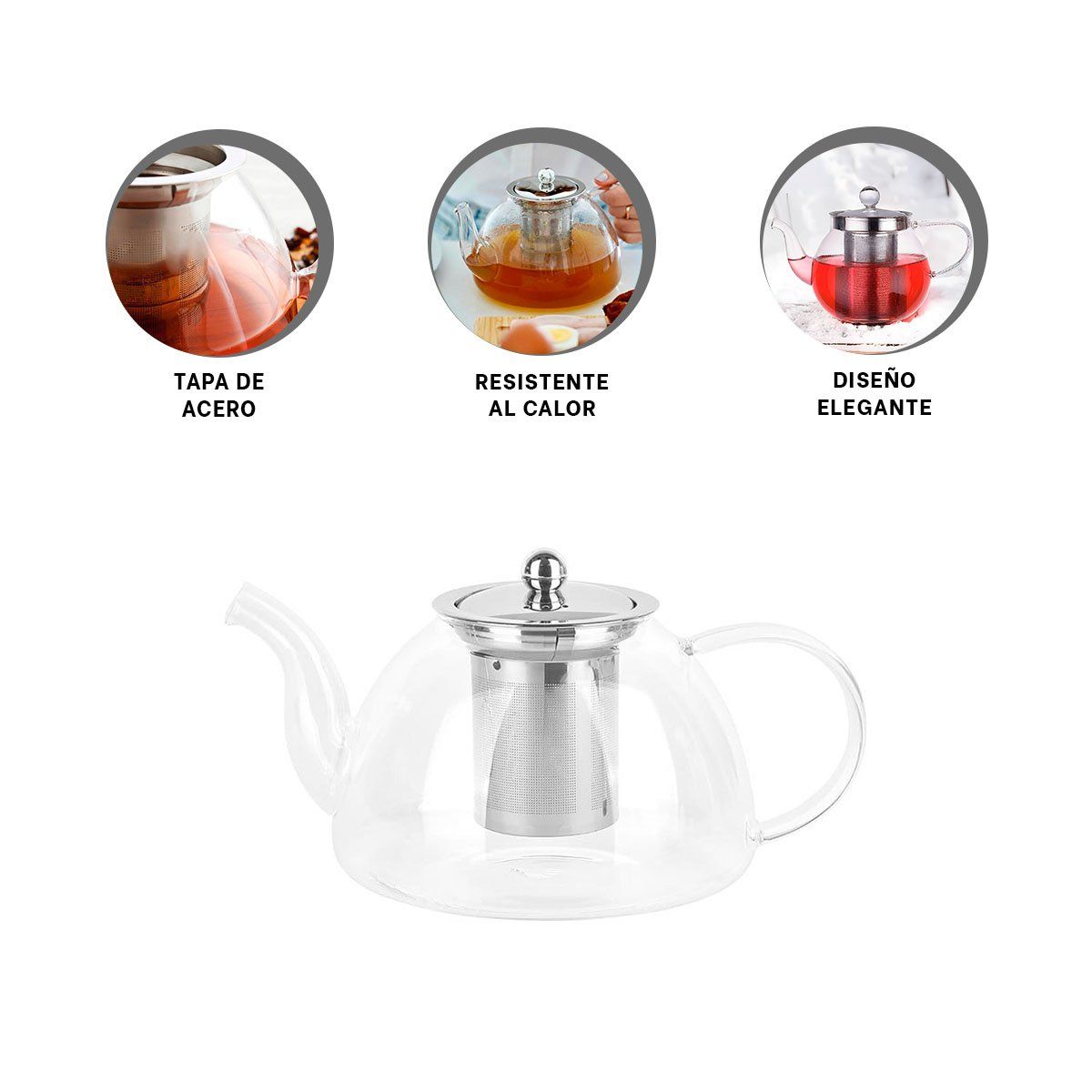 GENERICO - Pack4 Infusor de Borosilicato de 1000ml F062B Transparente