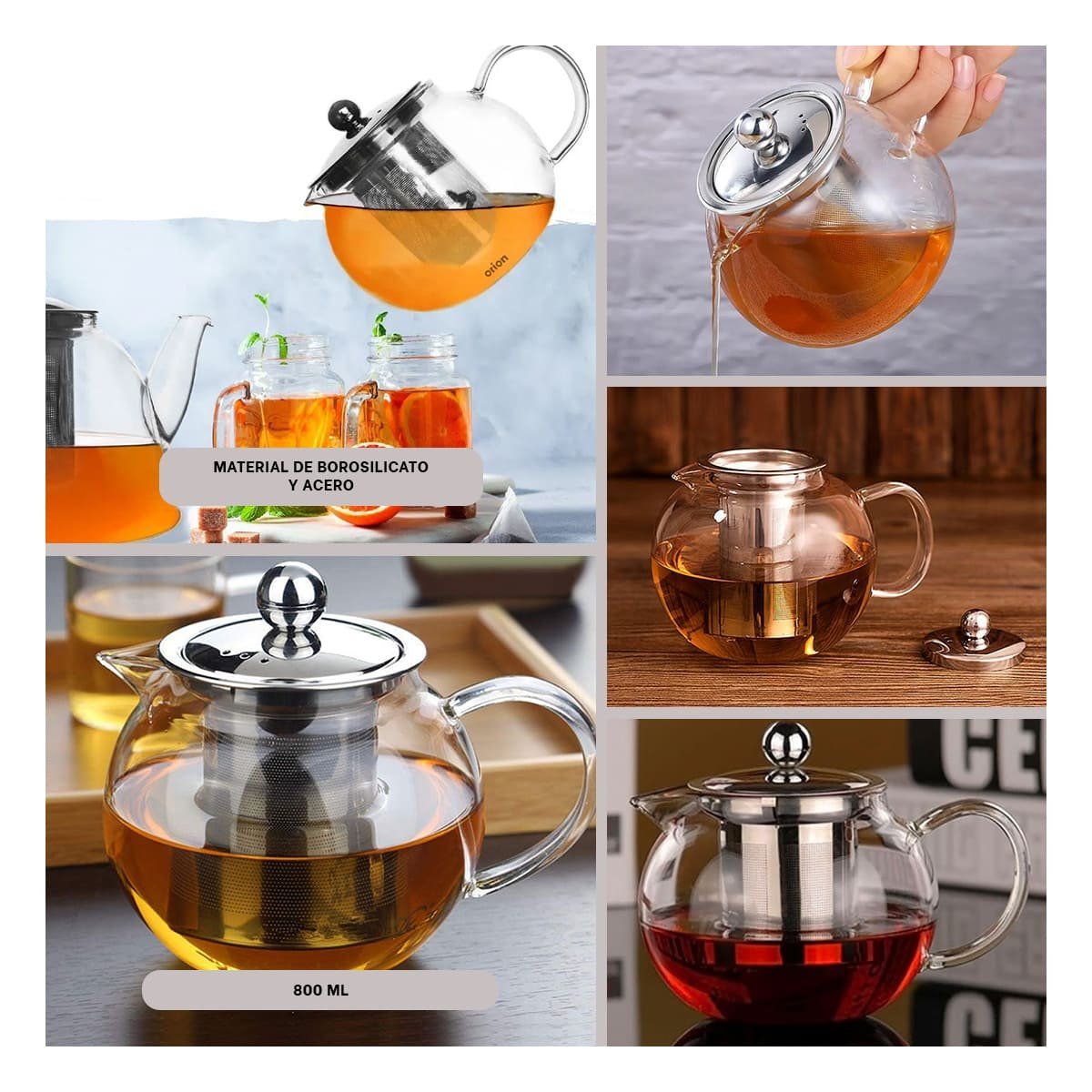 GENERICO - Tetera Redonda de Infusion de 800ml Transparente