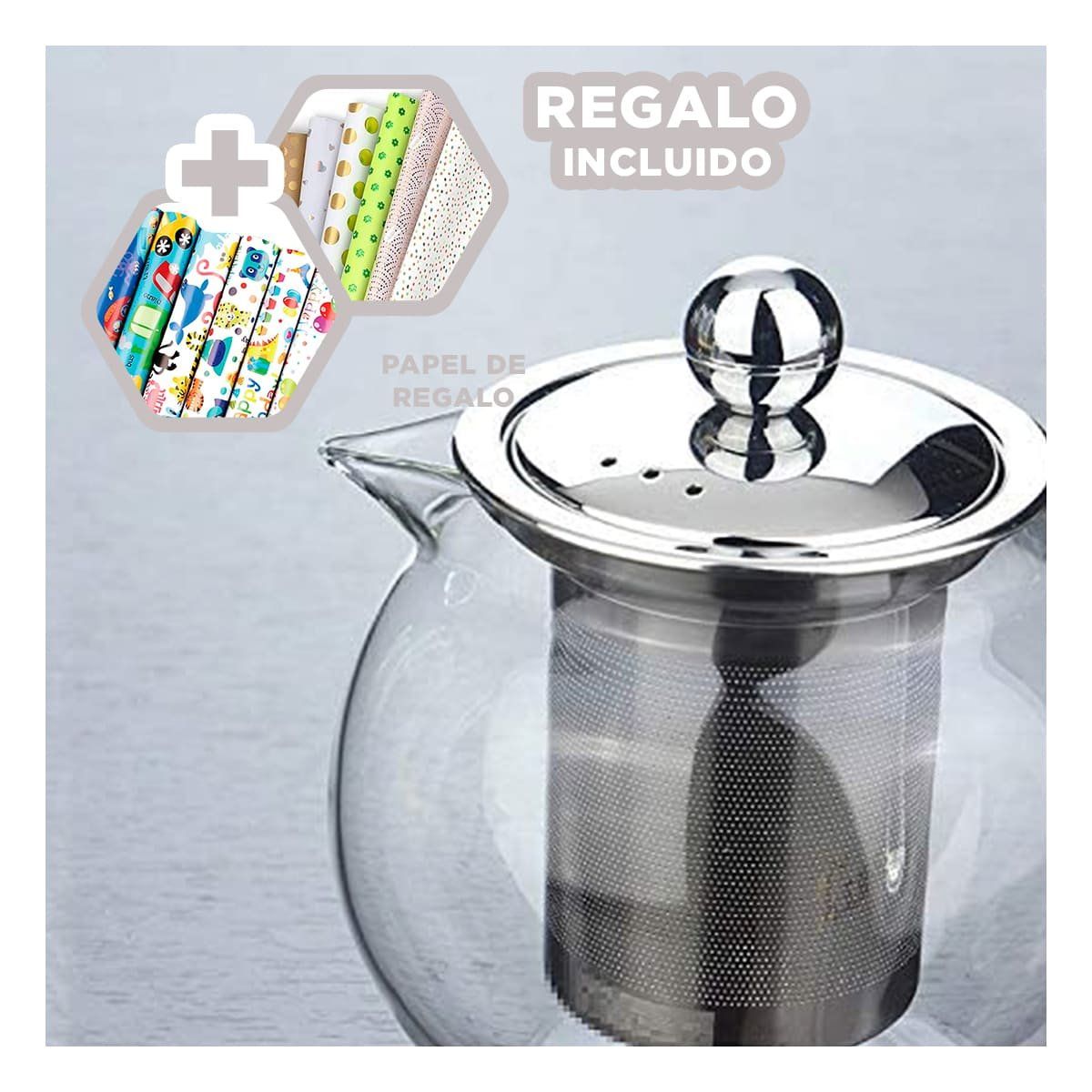 GENERICO - Tetera con Infusor para Hioja Suelta 800ml Y+Papel de Regalo