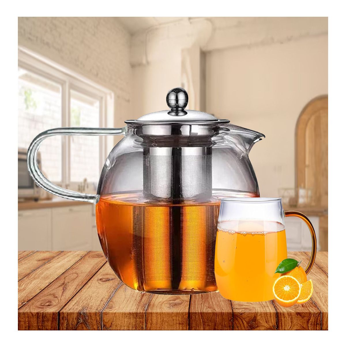 GENERICO - Pack2 Tetera Practica en Transparente Y+Banderitas Adhesivas