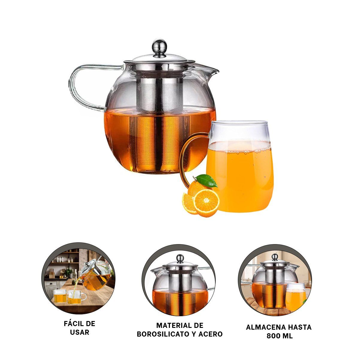 GENERICO - Pack6 Infusor Funcional de 800ml F080B-1 Transparente