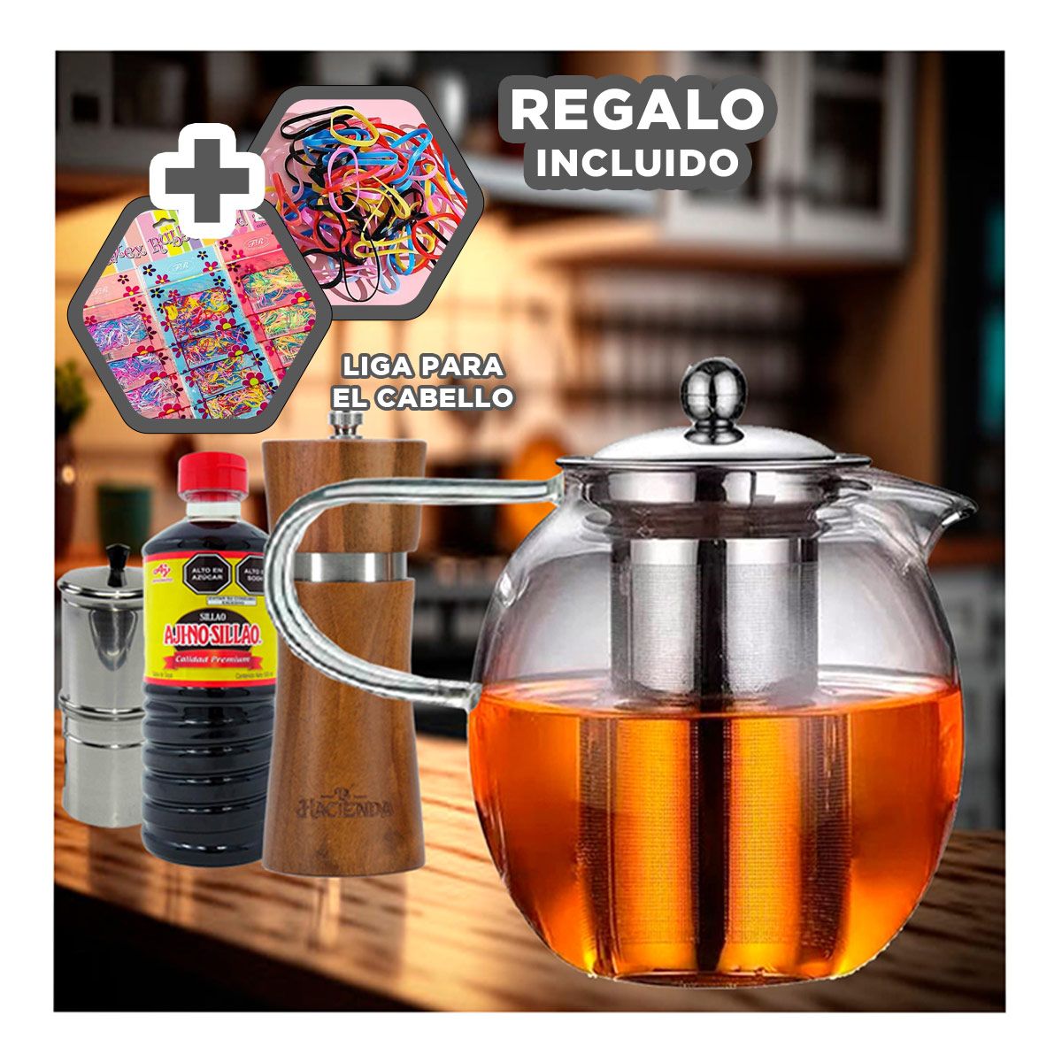 GENERICO - Pack6 Tetera de Cocina Resistente Y+Ligas de Regalo