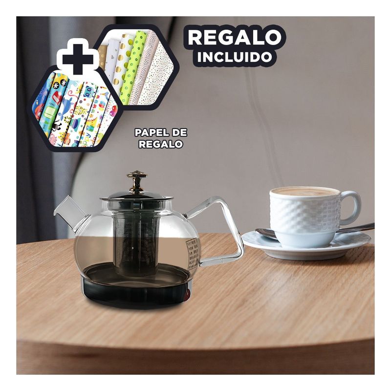 GENERICO - Tetera con Tapa de Acero de 1000ml E262E Y+Papel de Regalo