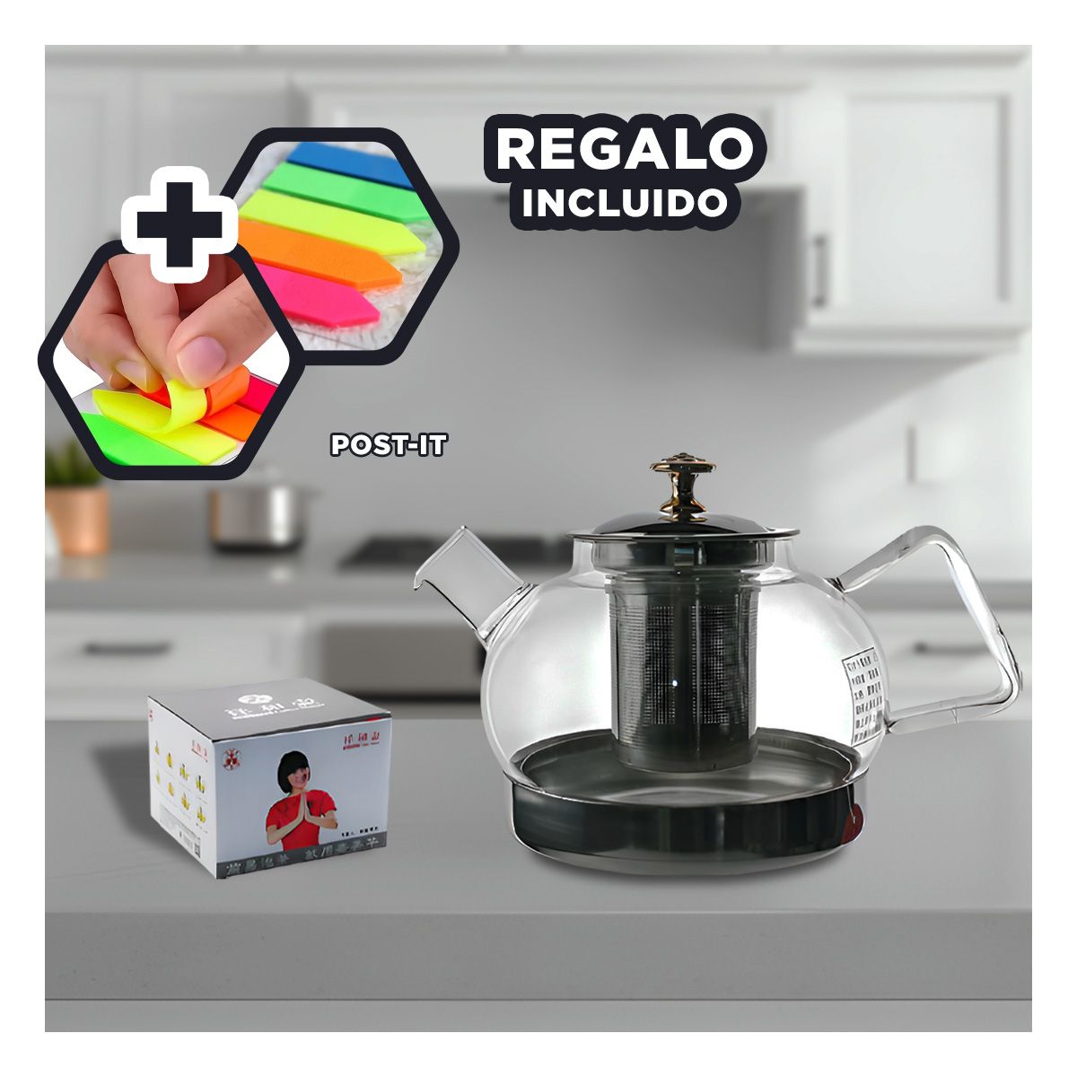 GENERICO - Pack12 Infusor Compacto y Elegante Y+Banderitas Adhesivas