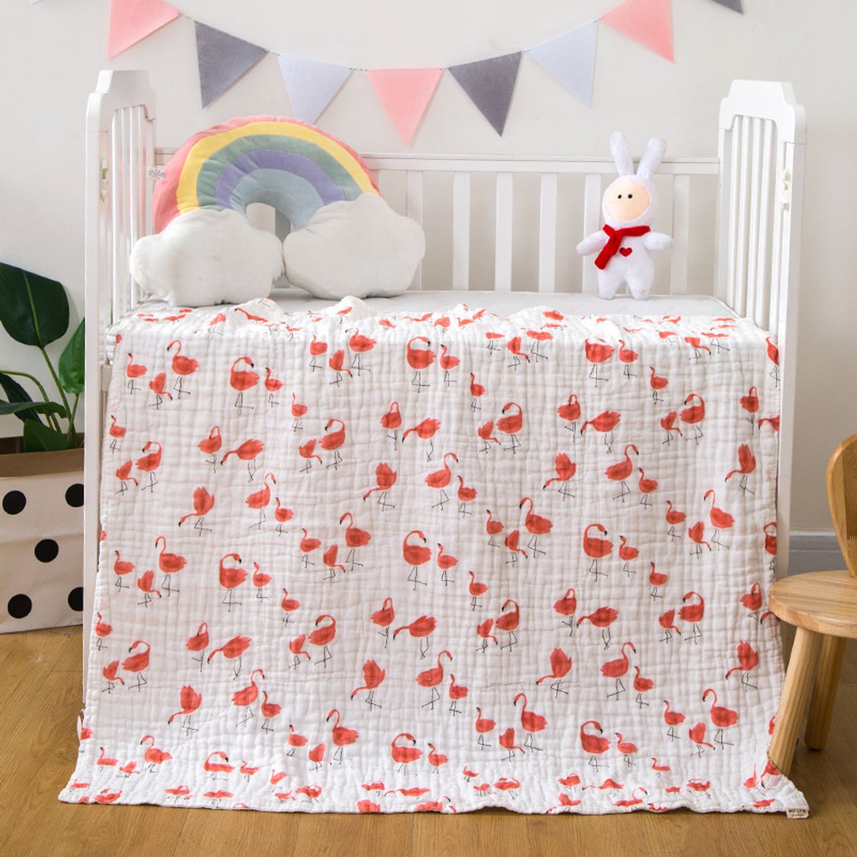 GENERICO - Manta Muselina para Bebé 6 Capas 100% algodón - Flamenco