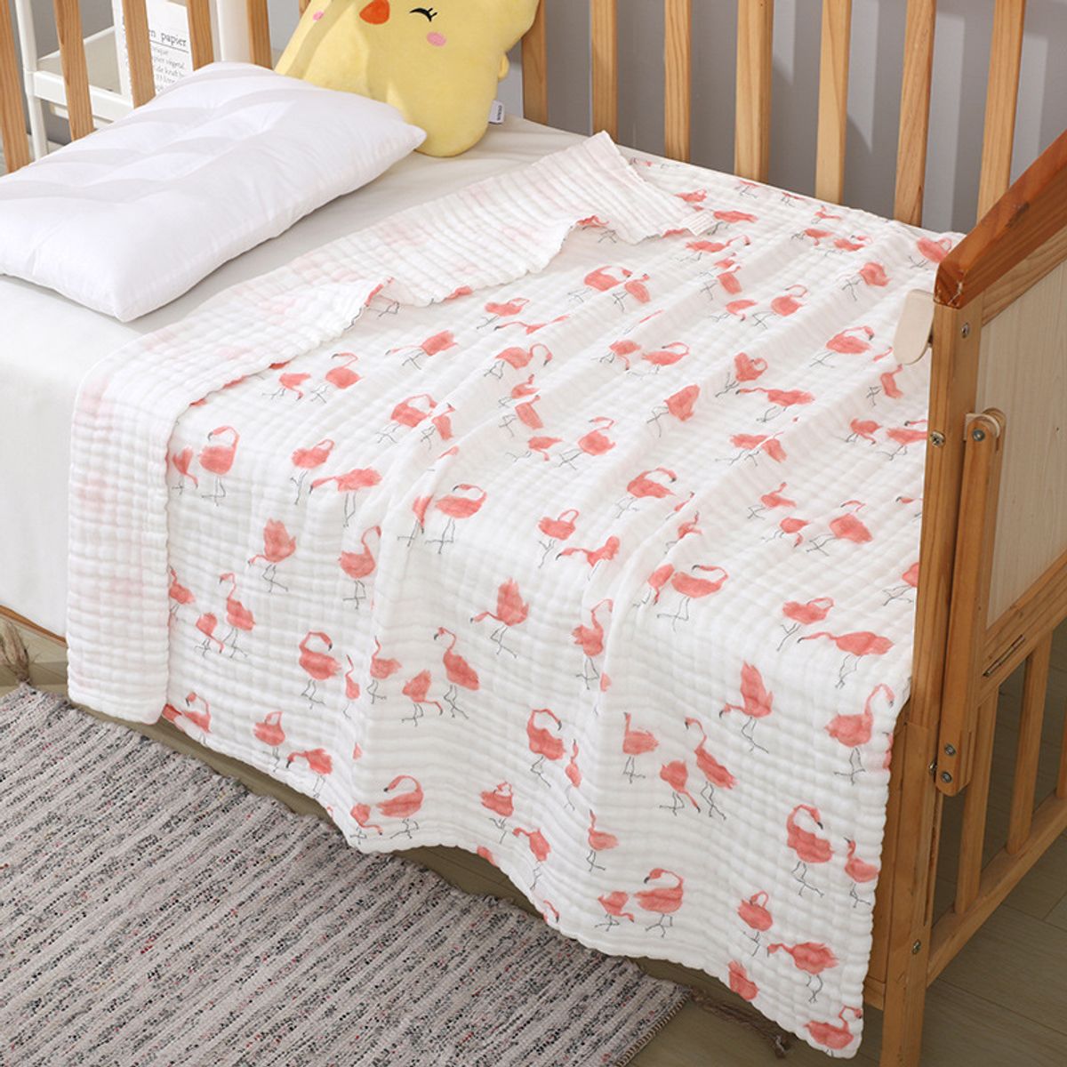 GENERICO - Manta Muselina para Bebé 6 Capas 100% algodón - Flamenco