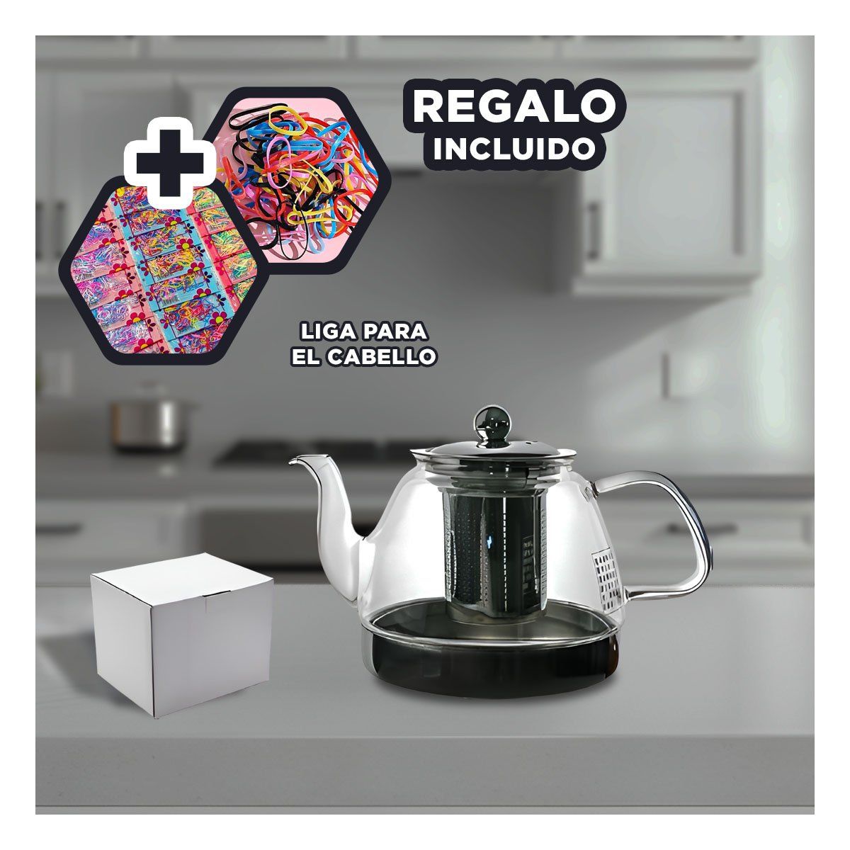 GENERICO - Tetera para Hojas de Te 800ml E163 Y+Ligas de Regalo