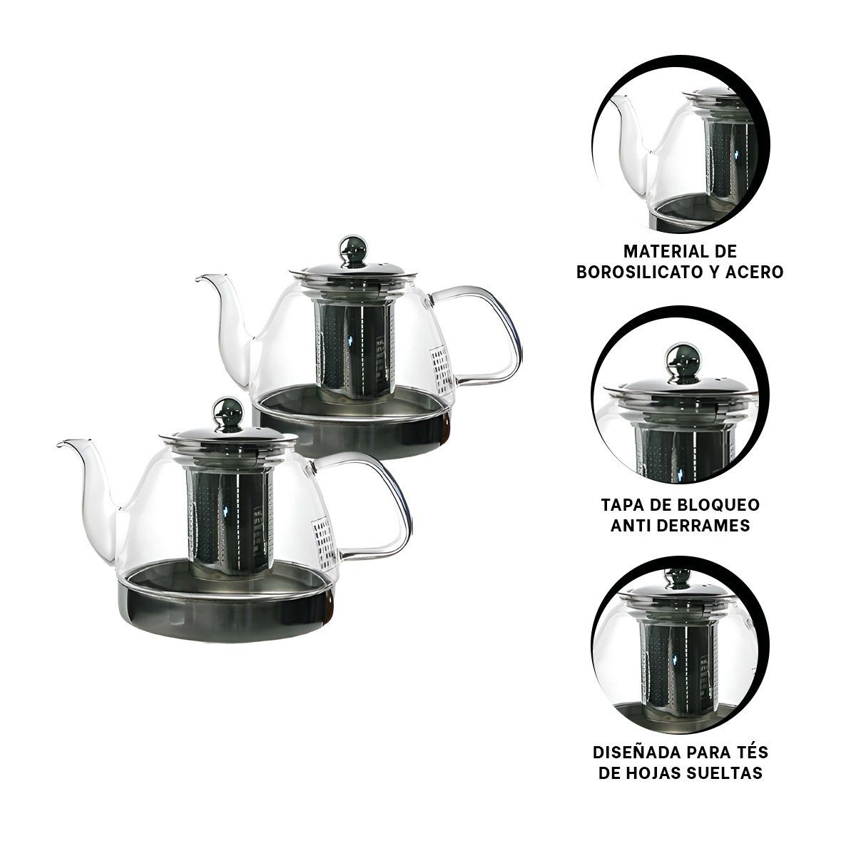 GENERICO - Pack6 Infusor Funcional de 800ml E163 Transparente