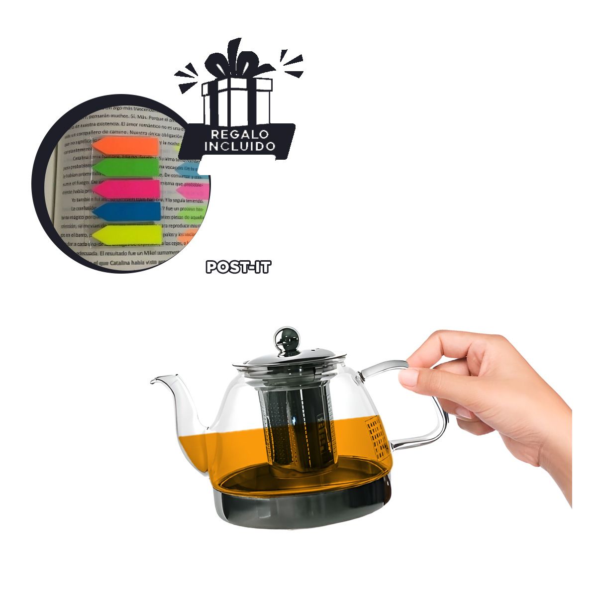 GENERICO - Pack6 Tetera Practica para Infusiones Y+Banderitas Adhesivas