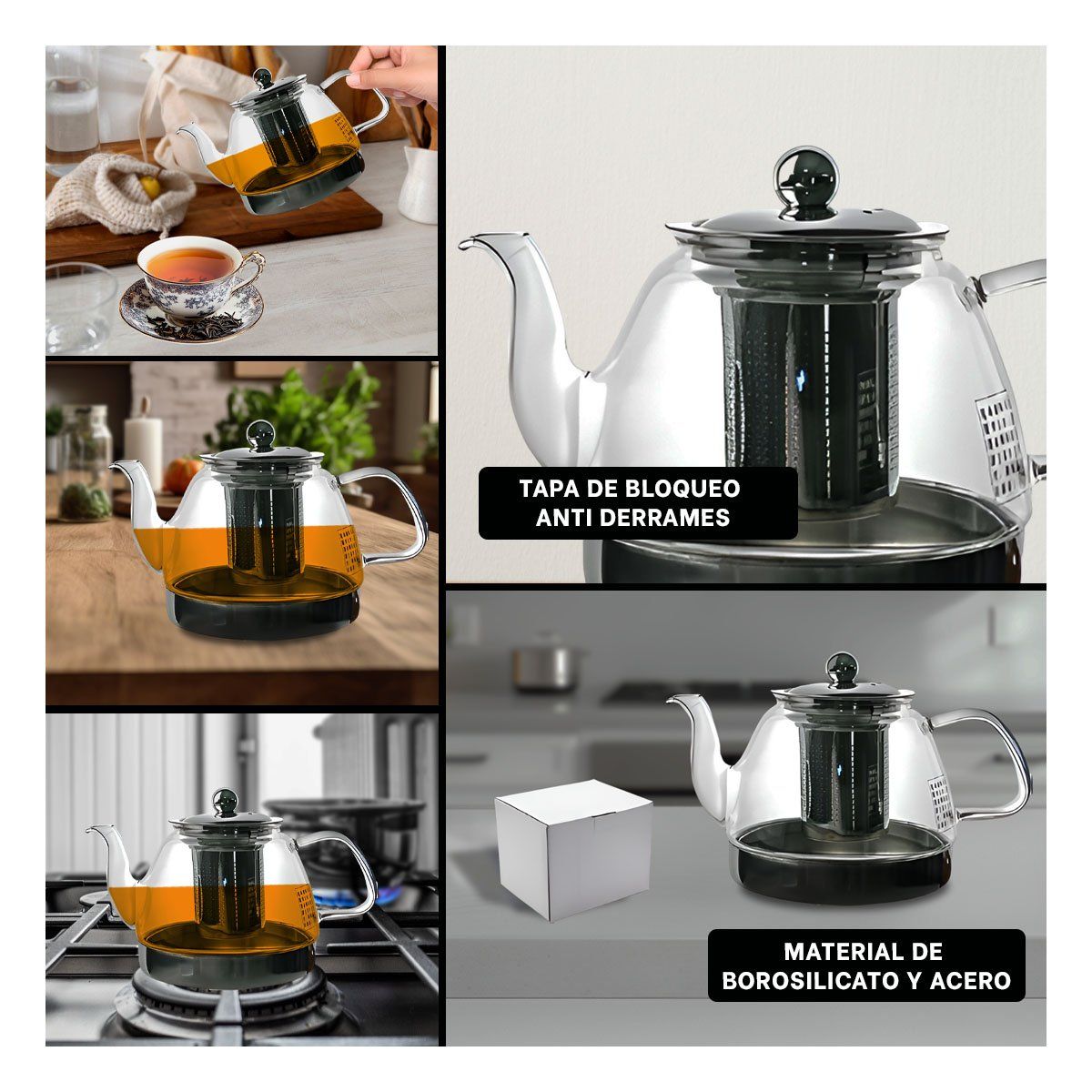 GENERICO - Pack12 Hervidor de Infusiones 800ml E163 Y+Papel de Regalo