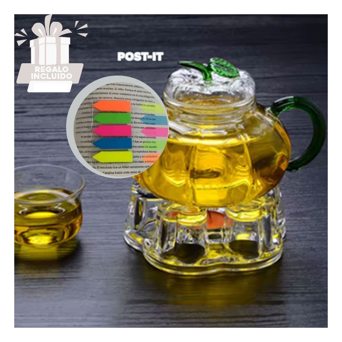 GENERICO - Pack6 Base para Tetera en Transparent Y+Banderitas Adhesivas