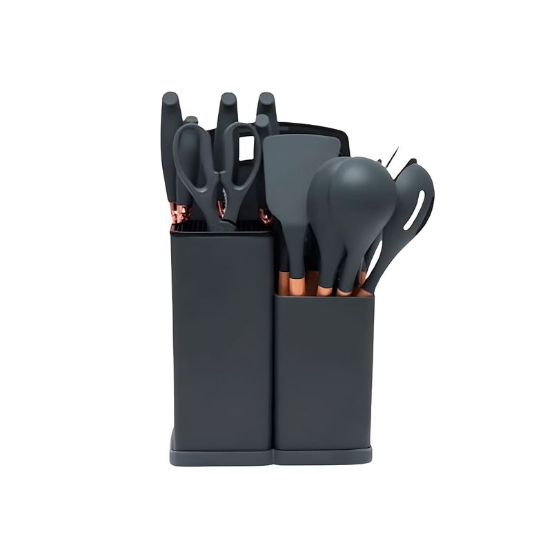 GENERICO - Pack2 Set de 18 Utensilios de Silicona Practico Cocina Negro