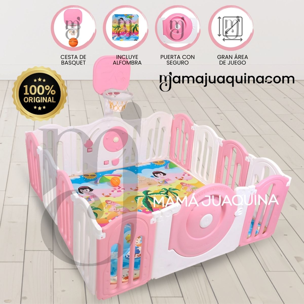 Baby - Corral Interactivo con Alfombra Plegable «DAYCAMP» Pink