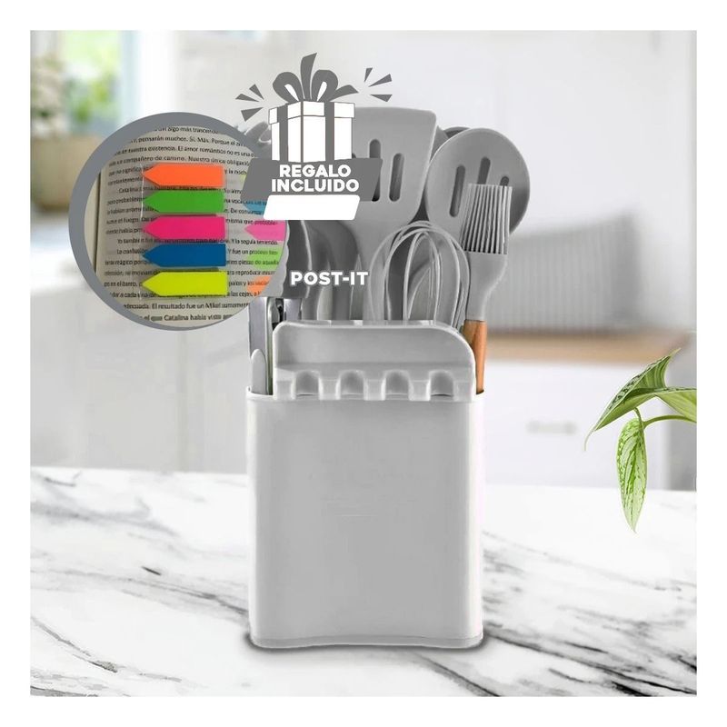 GENERICO - Pack4 Set11 Cucharones para Chef Plom Y+Banderitas Adhesivas