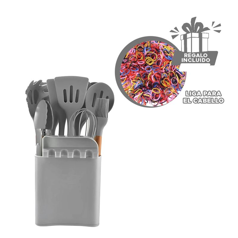 GENERICO - Pack6 Set11 Cucharones para Cocina Plomo Y+Ligas de Regalo