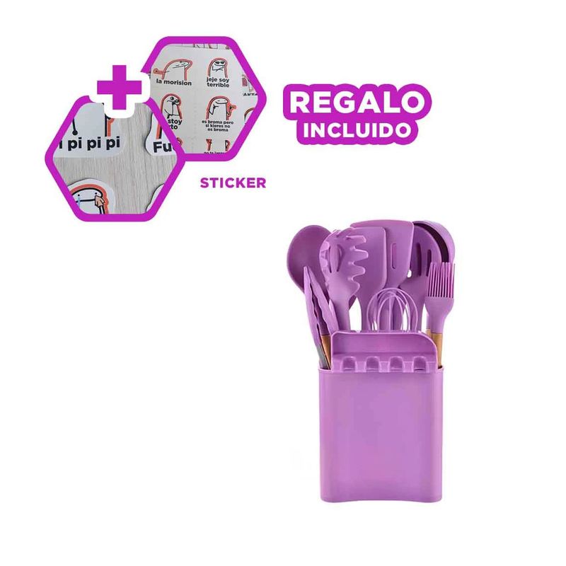 GENERICO - Set11 Utensilios para Reposteria Lila Y+Regalo Stickers