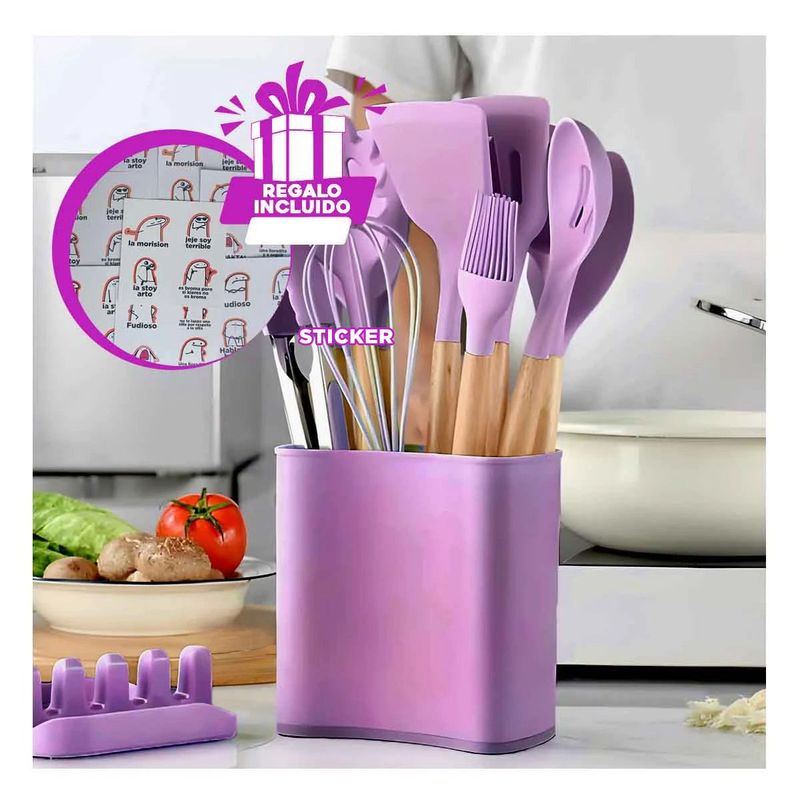 GENERICO - Pack6 Cucharones Antiadherente Lila Y+Regalo Stickers