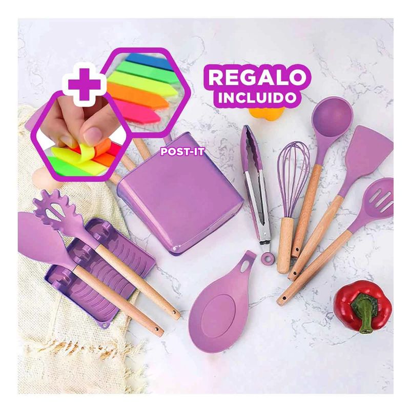 GENERICO - Pack6 Set11 Cucharones de Silicona Li Y+Banderitas Adhesivas