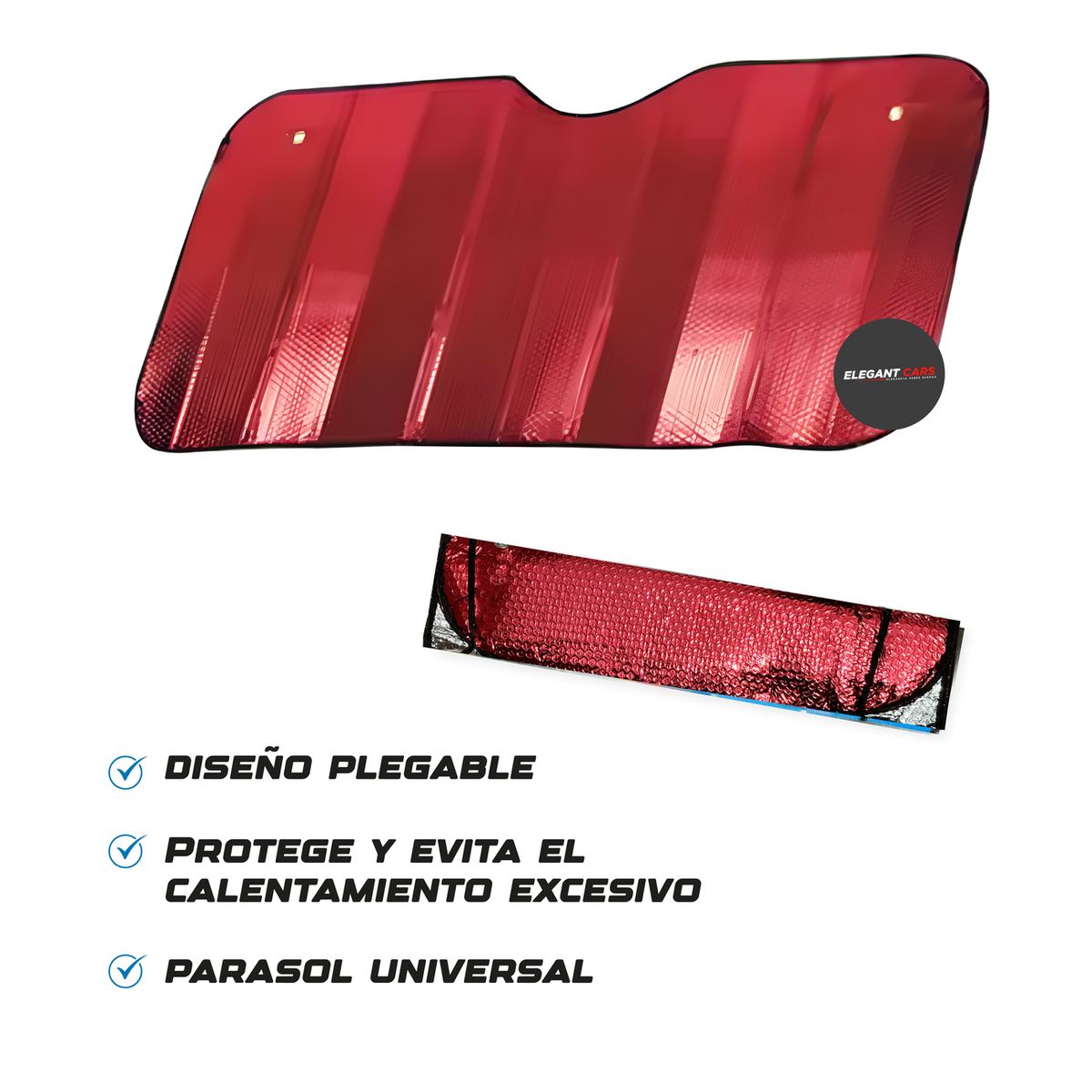 GENERICO - Tapasol para auto universal color rojo