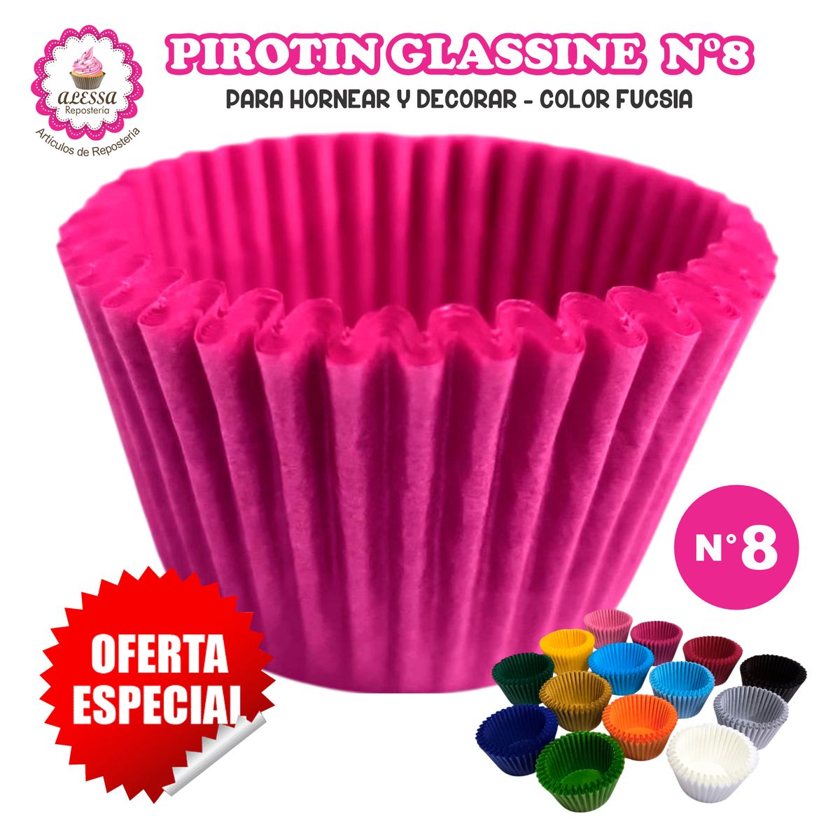 GENERICO - Pirotin a la Grasa Horneable Fucsia N°8 Repostería 1000 unidades