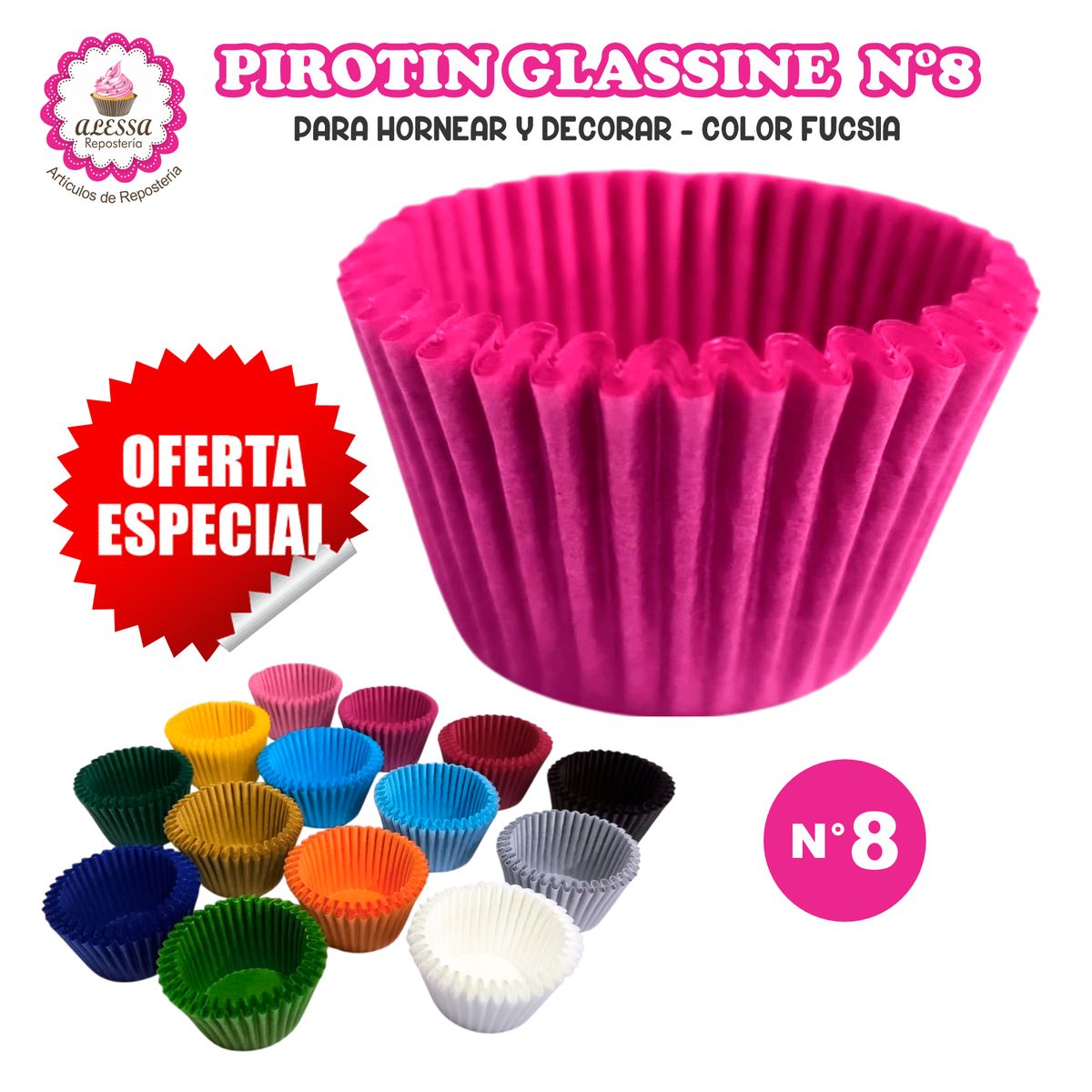 GENERICO - Pirotin a la Grasa Horneable Fucsia N°8 Repostería 1000 unidades