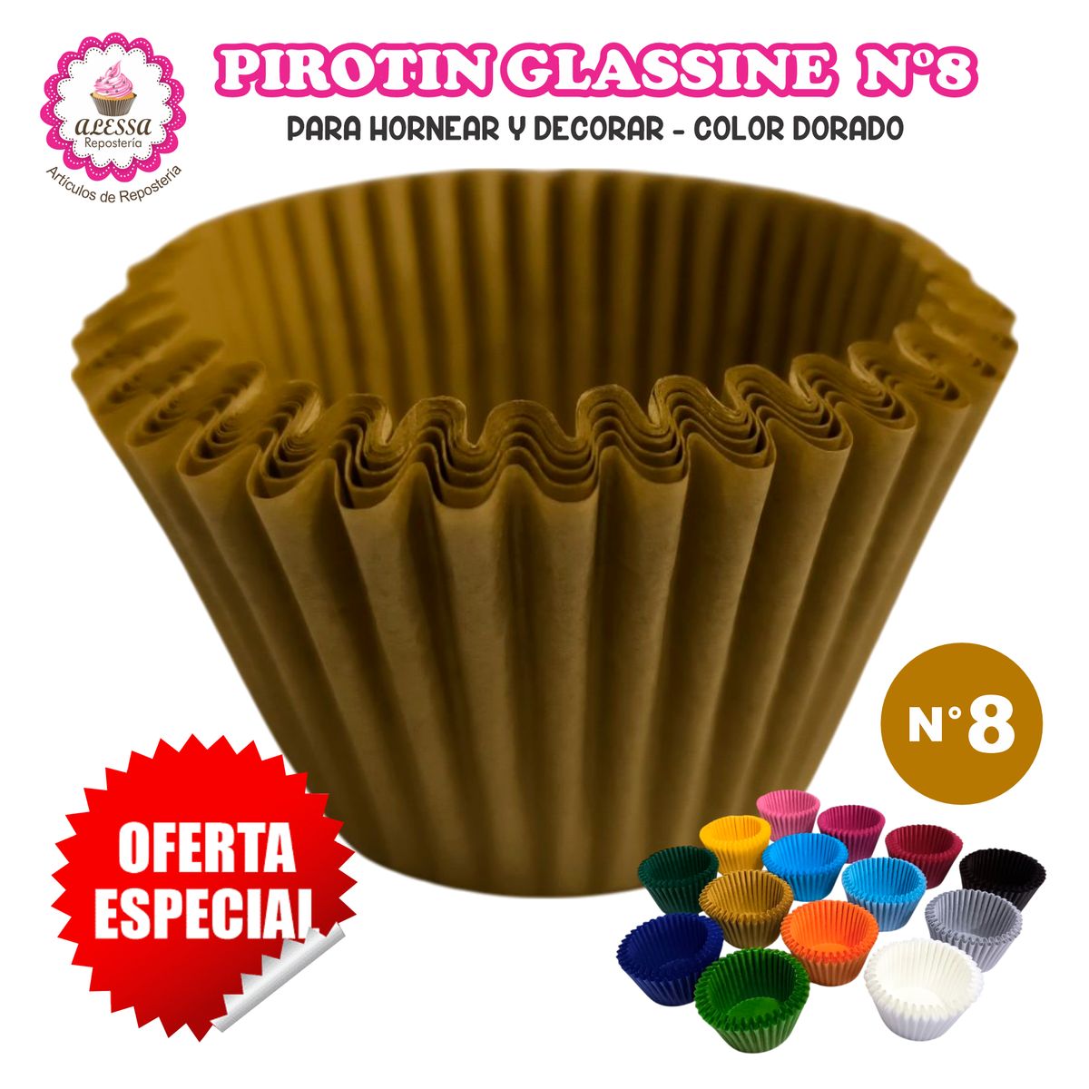 GENERICO - Pirotin a la Grasa Horneable Marrón N°8 Repostería 1000 unidades