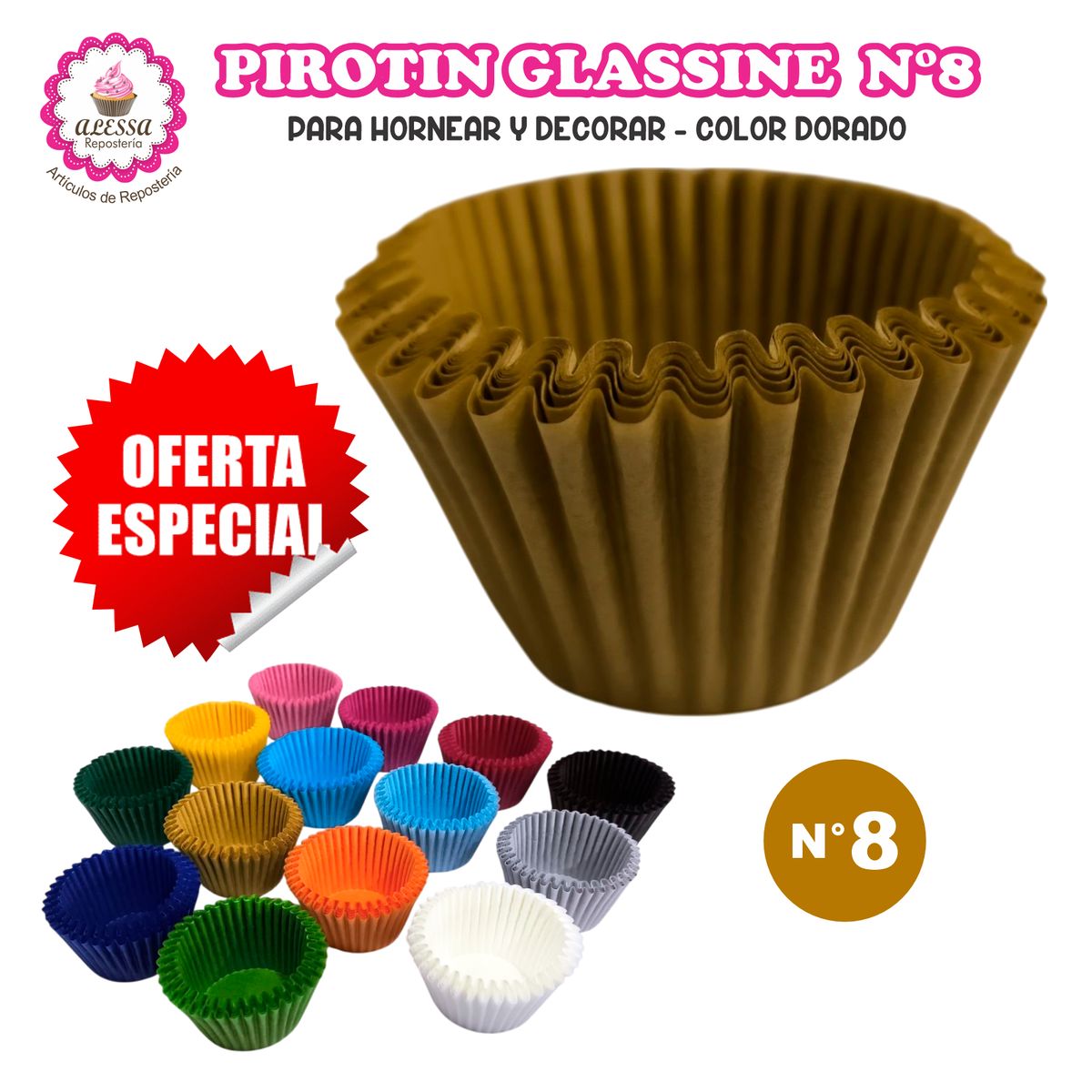 GENERICO - Pirotin a la Grasa Horneable Marrón N°8 Repostería 1000 unidades