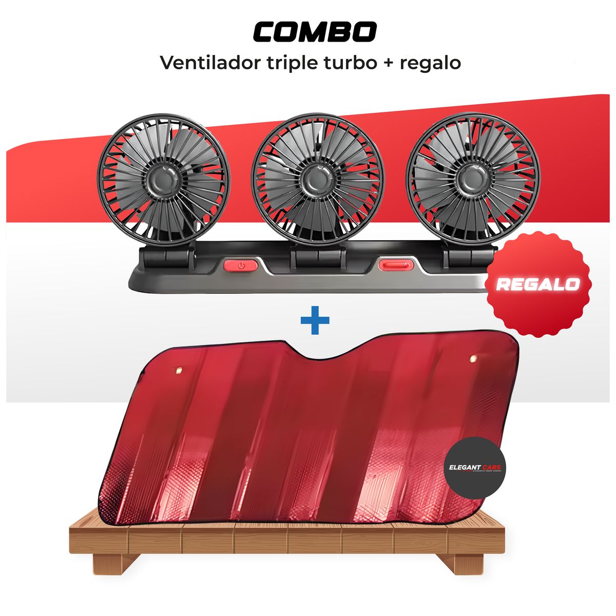 GENERICO - Ventilador turbo 4pulg Triple cabesal  cigarrero +tapasol
