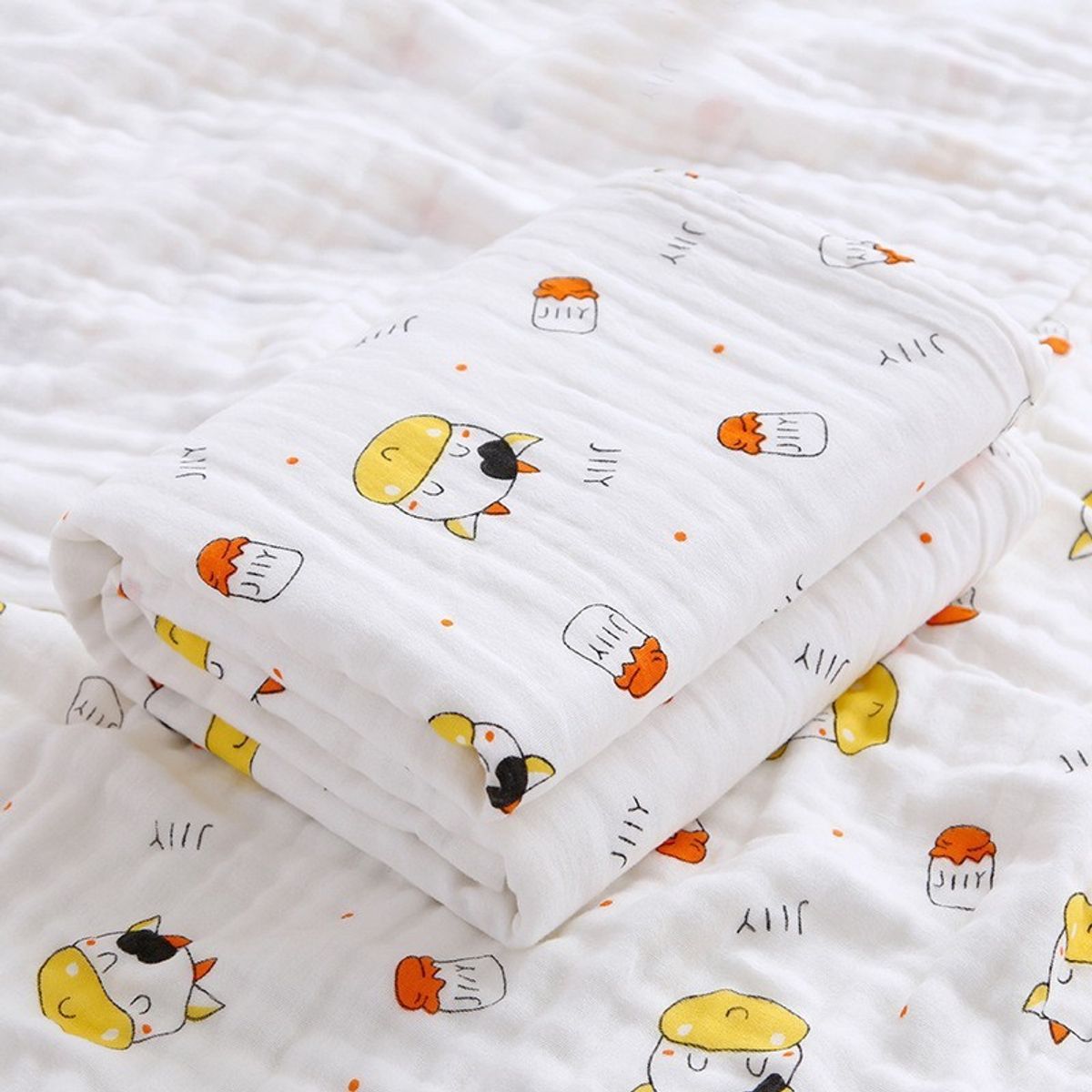 GENERICO - Manta Muselina para Bebé 6 Capas 100% algodón Diseño Vaquita