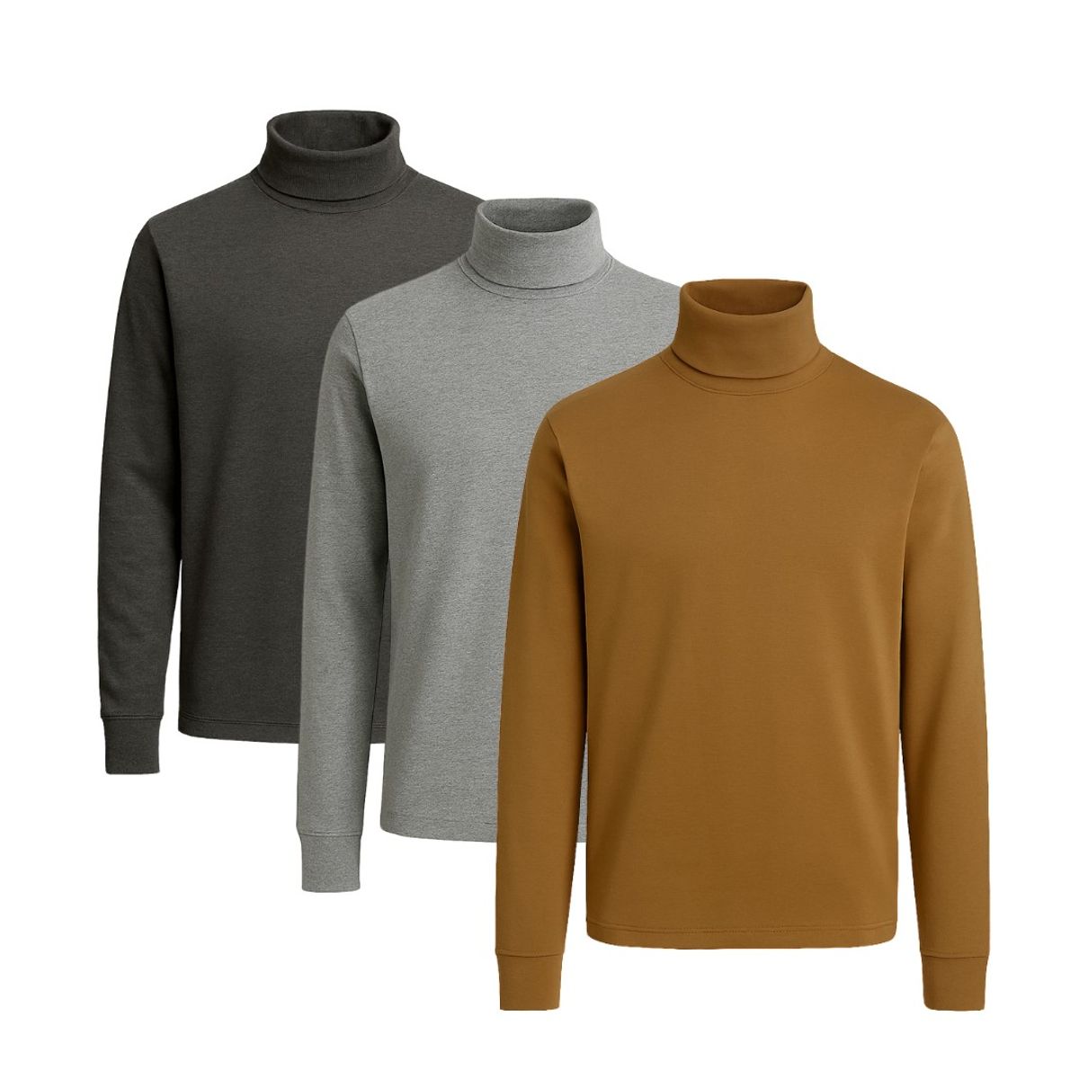 GENERICO - Tripack Cafarena de Hombre - Camel Melange y Charcoal