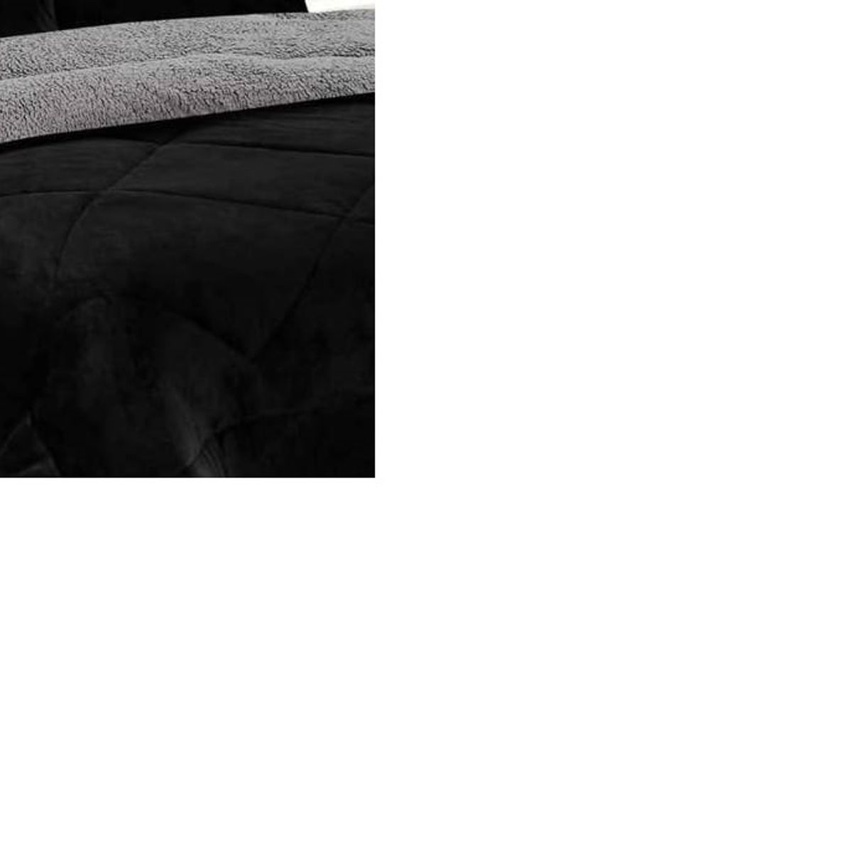 GENERICO - EDREDON PIEL DE ANGEL CON SHERPA  3 PIEZAS NEGRO